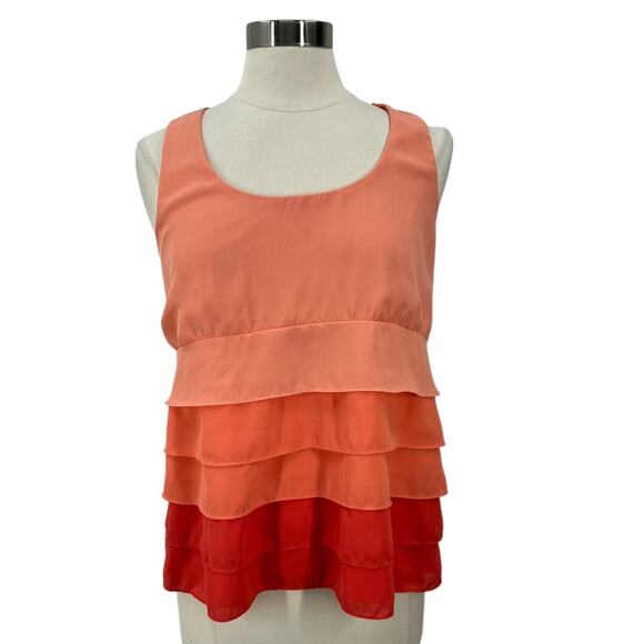 JUDITH MARCH Orange Layered Sleeveless Blouse SZ LARGE - Picture 1 of 14